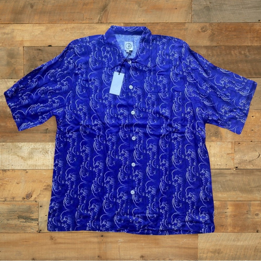 Polar Squiggly Button Up Blue XXL